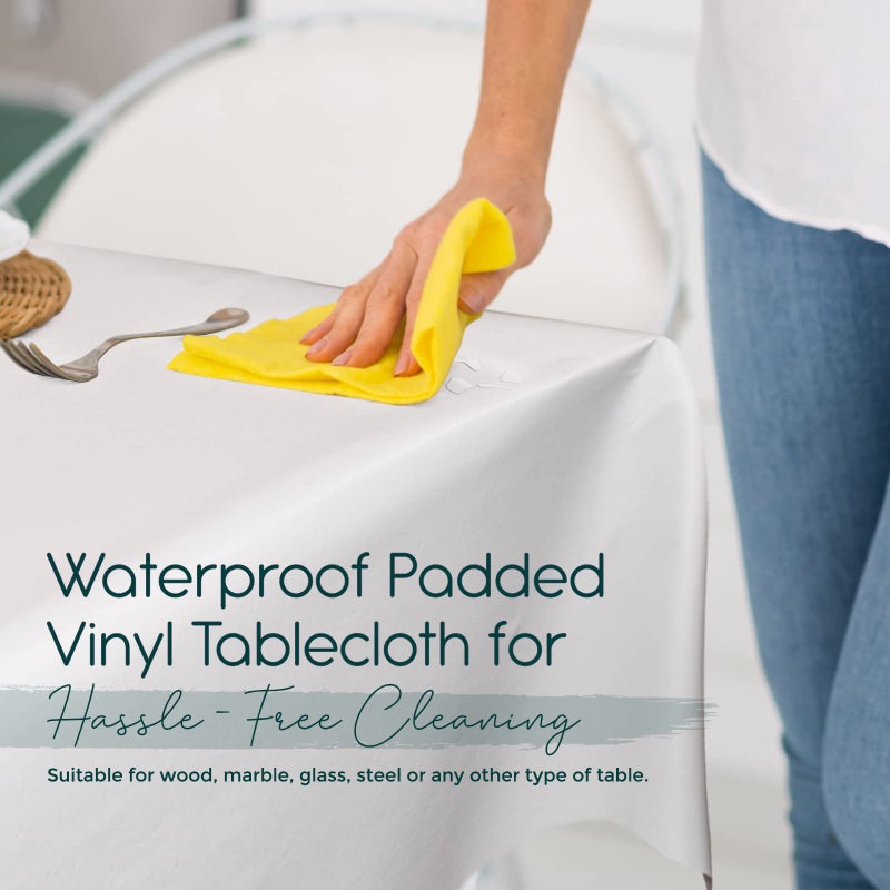 tablecloths by design - Quality Table Pad Protector, Superior Protection from Spills, Scratches & Heat - Reusable Vinyl Table Cloth with Cushion Flannel Backing (126" L x 54" W) - Image 3